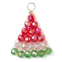 Красный Стеклянные подвески, с золотой медной проволокой, арбуз, красные, 29.5x22.5x4.5 мм, отверстие: 4 мм