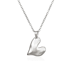 Stainless Steel Color 304 Stainless Steel Pendant Necklaces, Heart, Stainless Steel Color, 17.64 inch(44.8cm)