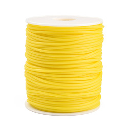 Gold Hollow Pipe PVC Tubular Synthetic Rubber Cord, Wrapped Around White Plastic Spool, Gold, 2mm, Hole: 1mm, about 54.68 yards(50m)/roll