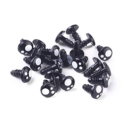 Черный Ремесла пластмассовые глаза куклы, Чучела игрушечных глаз, полукруглый, чёрные, 12x8 мм , штифт: 4 мм