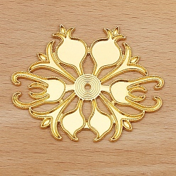 Golden Alloy Bead Enamel Settings, Pomegranate Flower, Golden, 50x40mm