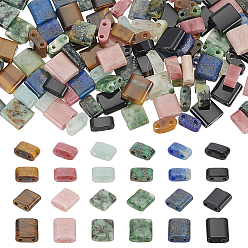 Смешанные камни 120 шт 12 стили натуральные бусины из смешанных драгоценных камней, 2-луночное, прямоугольник квадрат, смешанные окрашенные и неокрашенные, 2.5~5.5x5~5.5x2.5 мм, отверстие : 0.8 мм, 10 шт / стиль