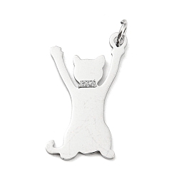 Нержавеющая Сталь Цвет Не тускнеющие 304 подвески из нержавеющей стали, со прыгающим кольцом и блестками, пустая бирка с зеркальной полировкой, кошачье очарование, цвет нержавеющей стали, 32x17.5x1 мм, отверстие : 4 мм