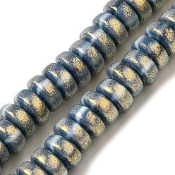 Морской Синий Полимерной глины ручной работы бисер нитей, с блеском порошок, рондель, Marine Blue, 7~7.5x3~3.5 мм, отверстие : 1.6 мм, около 116~118 шт / нитка, 15.55~15.94'' (39.5~40.5 см)