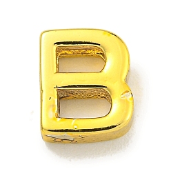 Letter B Латунные бусины, для изготовления именных ожерелий, без кадмия, без никеля и без свинца, реальный 18 k позолоченный, В письме, 8x7x3 мм, отверстие : 1.8x1 мм
