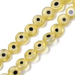 Светло-хаки Ручной сглаза бусины бисер нитей, плоско-круглые, светлый хаки, 6x2.5 мм, отверстие : 0.6 мм, около 63~65 шт / нитка, 13.78~14.92'' (35~37.9 см)