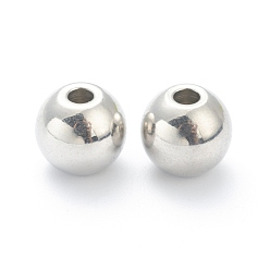 Нержавеющая Сталь Цвет Не тускнеет 202 бусины из нержавеющей стали, круглые, цвет нержавеющей стали, 9 мм, отверстие : 2 мм