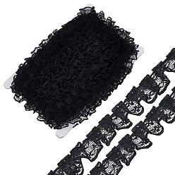 Черный 20 кружевная отделка из полиэстера в ярдах, кружевная лента, для шитья украшения, чёрные, 7/8 дюйм (21 мм)