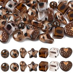 Mixed Shapes 35 шт. 7 стили леопардовый принт непрозрачные акриловые бусины, разнообразные, 11.5~21.5x11~21.5x8~13.5 мм, отверстие : 2~3.6 мм, 5 шт / стиль
