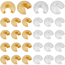 Золотой & Серебряный 160шт. 2 цвета латунные обжимные бусины крышки, золотой и серебряный, 4x2.5 мм, отверстие : 1.5 мм, 80 шт / цвет