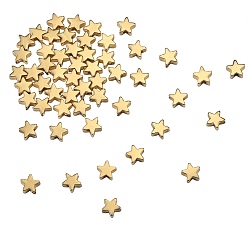 Doré  60pcs perles en laiton, étoiles, or, 6x6x2.5mm, Trou: 1mm