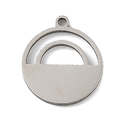 Нержавеющая Сталь Цвет 201 прелести нержавеющей стали, лазерная резка, плоский круглый шарм, анти-тускнение, цвет нержавеющей стали, 11x9.5x1 мм, отверстие : 1 мм