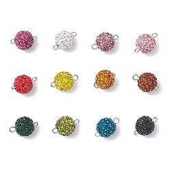 (52) Непрозрачная лаванда 12 шт. 12 цвета полимерная глина стразы круглые бусины соединительные подвески, с 304 двойными петлями из нержавеющей стали, цвет нержавеющей стали, разноцветные, 15x10 мм, отверстия : 1.6 mm и 2 мм, 1 шт / цвет