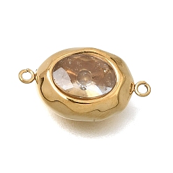 Claro 304 enlaces de acero inoxidable, revestimiento de iones (ip), oval, dorado, revestimiento de iones (ip), larga duración plateado, Claro, 17x10x6 mm, agujero: 1 mm