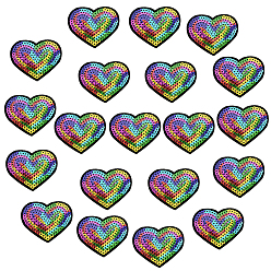 Разноцветный 20 шт. Компьютеризированная вышивка на ткани утюгом / пришивание заплат, аксессуары для костюма, пайеттские аппликации, сердце, красочный, 53x64 мм