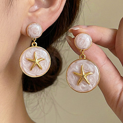 Морская звезда 304 серьги-гвоздики из нержавеющей стали с эмалью, золотые, морская звезда, 44.7x25 мм