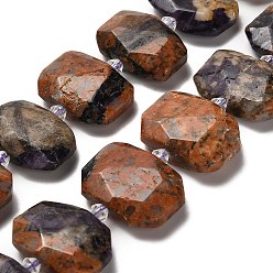 Другие Кварцы Природного кварца нитей бисера, со стеклянными бусинами, граненые, прямоугольные, 20.5~22.5x15.5~16.5x6.5~7.5 мм, отверстие : 1.6 мм, около 21 шт / нитка, 15.12~15.28'' (38.4~38.8 см)