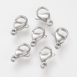 Stainless Steel Color 304 Stainless Steel Lobster Claw Clasps, Parrot Trigger Clasps, Stainless Steel Color, 12.5~13x8x3.5mm, Hole: 1.5mm