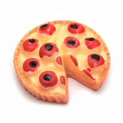 Orange Cabochons décodés en résine, Pizza, orange, 33x32x13mm