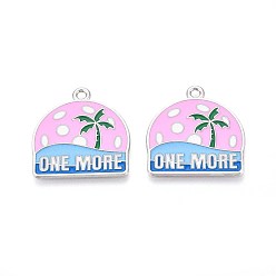 Платина Спортивные подвески из эмалевого сплава, чары пиклбола со словом еще один, платина, 26x25x1 мм, отверстие : 2 мм