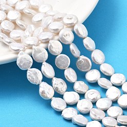 Белый Дым Натуральный жемчуг в стиле барокко кеши, культивированный пресноводный жемчуг, плоско-круглые, класс 5а+, серый, 9~10x3~5 мм, отверстие : 0.6 мм, около 35~38 шт / нитка, 14.96''~15.16'' (38~38.5 см)