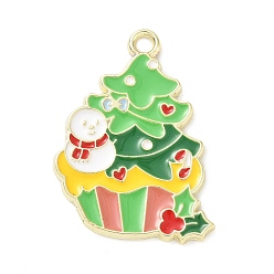 Рождественская елка Подвески из эмали и сплава, Новогодняя тема, золотые, рождественская елка, 28x21x1.3 мм, отверстие : 2.1 мм