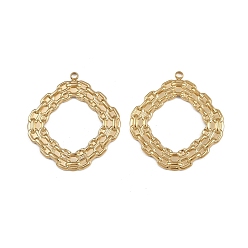 Настоящее золото 18K 304 подвески из нержавеющей стали, ионное покрытие (ip), ромбовидный шарм, реальный 18 k позолоченный, 28x26x1.5 мм, отверстие : 1.4 мм