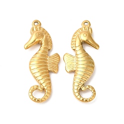 Настоящее золото 18K Ионное покрытие (ip) 304 подвески из нержавеющей стали, подвески в виде морских коньков, реальный 18 k позолоченный, 30x12x3.5 мм, отверстие : 1 мм