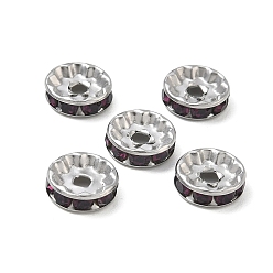 Fuchsie 304 Edelstahl Rhinestone-Spacer Perlen, flache Runde/Scheiben, Edelstahl Farbe, Fuchsie, 10x3 mm, Bohrung: 2 mm