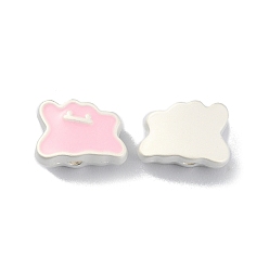 Pink Alloy Enamel Beads, Matte Silver Color, Ghost, Pink, 7x10x5mm, Hole: 1.4mm