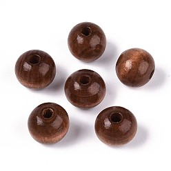 Сэнди Коричневый Круглые бусины из натурального дерева схима, окрашенные распылением, песчаный коричневый, 13~14x12.9 мм, отверстие : 2.8~3.5 мм