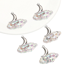 Луна Подвески из смолы на хэллоуин, с фурнитурой сплавочной платины тон, луна, 27x30 мм