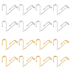 (52) Непрозрачная лаванда 16 пары 2 цвета 304 фурнитура для сережек-гвоздиков из нержавеющей стали, с горизонтальными петлями и ушными гайками/задними частями серег, золотые и нержавеющая сталь цвет, 37x15x1.5 мм, отверстие : 1.5 мм, штифты : 0.8 мм, 8 пара / цвет