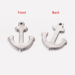 Stainless Steel Color Tarnish Resistant 201 Stainless Steel Pendants, 16x13x1mm, Hole: 1mm