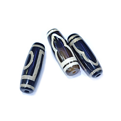 1-Глаз Тибетский стиль 1 бусины дзи, Природные Агат, окрашенная и подогревом, рис, 29.5~31x10~12 мм, отверстие : 1.5~2.8 мм