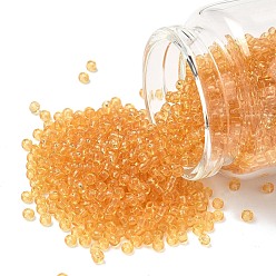 (RR132) Transparent Light Topaz Миюки круглые бусины рокайль, японский бисер, (rr132) прозрачный светлый топаз, 8/0, 3 мм, отверстие : 1 мм, Около 2111~2277 шт / 50 г