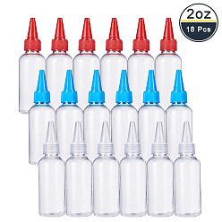 Gemischte Farbe Kunststoff-Kleber-Flaschen, Gemischte Farbe, 12.4x3.5 cm, Kapazität: 60 ml, 6 Stk. je Farbe, 18 Stück / Set