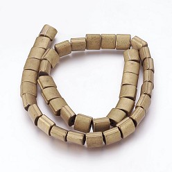 Light Gold Plated Electroplated Non-magnetic Synthetic Hematite Beads Strands, Frosted, Oval Concave, Light Gold Plated, 10x10x7mm, Hole: 2mm, about 41pcs/strand, 15.74 inch(40cm)