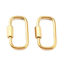 Rectangle 304 карабин с замком из нержавеющей стали, реальный 18 k позолоченный, ионное покрытие (ip), прямоугольные, 14.5x13x2 мм