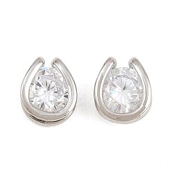 Platinum Brass Micro Pave Cubic Zirconia Pendants, Rack Plating, Long-Lasting Plated, Lead Free & Cadmium Free, Platinum, 8x7x4mm, Hole: 1mm