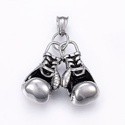 Античное Серебро 304 подвески из нержавеющей стали, боксерские перчатки, античное серебро, 40x17~35x15 мм, отверстие : 9x5 мм