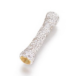 Кристалл Бусины со стразами, полимерная глина , с латунной фурнитурой , трубка, золотые, кристалл, 40x9 мм, отверстие : 2 мм