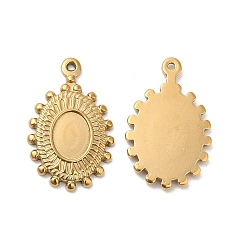 Real 18K Gold Plated 304 Stainless Steel Pendant Cabochon Settings, Oval, Real 18K Gold Plated, Tray: 8.5x6mm, 23x14.5x2mm, Hole: 1.2mm