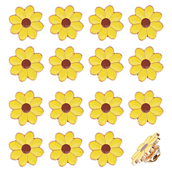 Золотистый 16шт. эмалированные значки в виде ромашек, булавки для лацканов из сплава для одежды рюкзака, золотой свет, золотые, 21.5 мм