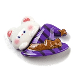 Hat Кабошоны из непрозрачной смолы на тему Хэллоуина, шляпа ведьмы с медведем, 22x30x6 мм