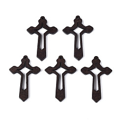 Кокосово-Коричневый Религиозные деревянные подвески, крестик, кокосового коричневый, 47.5x32x4 мм, отверстие : 1.8 мм