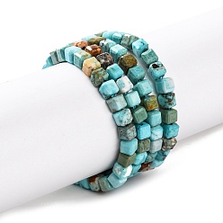 Темно-бирюзовый Природные Говлит бисер нитей, окрашенные, граненый стол, вырезанный куб, темные бирюзовый, 3.5x3.5x3.5 мм, отверстие : 0.8 мм, около 110~116 шт / нитка, 15.55~15.75'' (39.5~40 см)