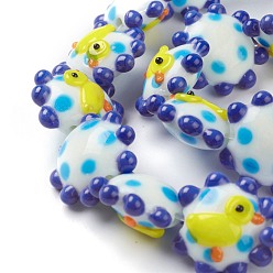 White Handmade Lampwork Beads, Flower, Duck, Bumpy, White, 21x19x10mm, Hole: 2mm, about 20pcs/strand, 12.60''(32cm)