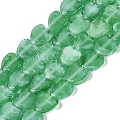 Medium Aquamarine Transparent Glass Beads Strands, Heart, Medium Aquamarine, 5~6x6x2mm, Hole: 0.5~0.6mm, about 68~74pcs/strand, 14.57~16.14 inch(37~41cm)