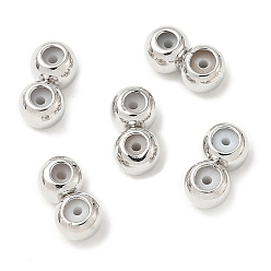 Платина Латунные бусины, с резиной внутри, ползунки, рондель, платина, 8x4.5x3.5 мм, отверстие : 1 мм